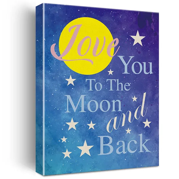 Multicolor_Love_Quote_Wall_Art_Love_You_To_The_Moon_And_Back_Watercolor_Canvas_Painting_Prints_|_For_Home_Wall_Decor_Framed_Bedroom_Nursery_Artwork_Gifts(12_X_16_Inch)