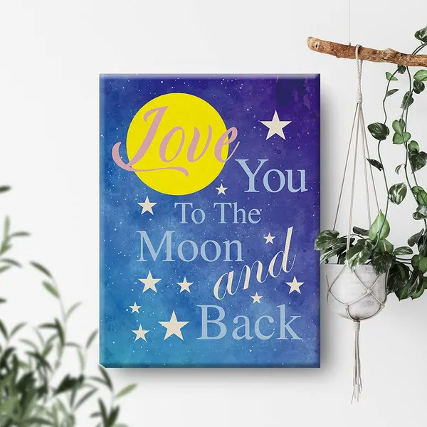 Multicolor_Love_Quote_Wall_Art_Love_You_To_The_Moon_And_Back_Watercolor_Canvas_Painting_Prints_|_For_Home_Wall_Decor_Framed_Bedroom_Nursery_Artwork_Gifts(12_X_16_Inch)