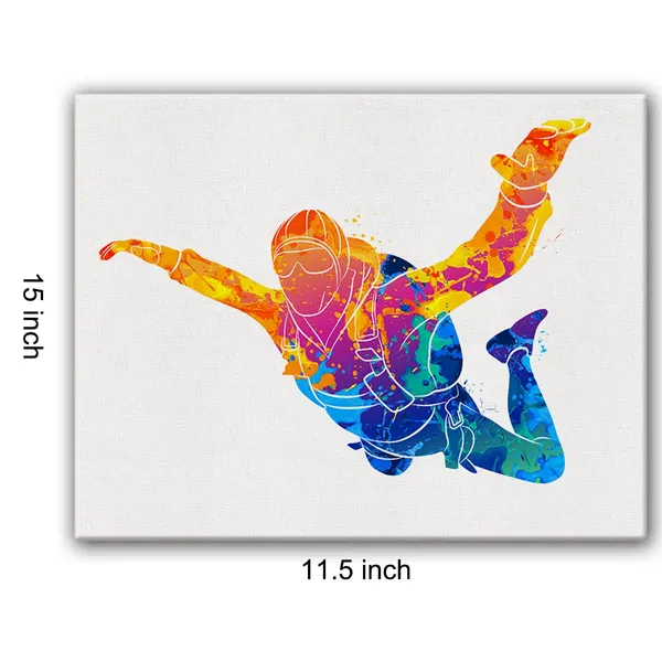 Multicolor_Parachute_Watercolor_Wall_Jump_Hanging_Skydiving_Canvas_Painting_Prints_|_For_Home_Office_Wall_Decor_Framed_Sports_Artwork_Gifts(12_X_16")