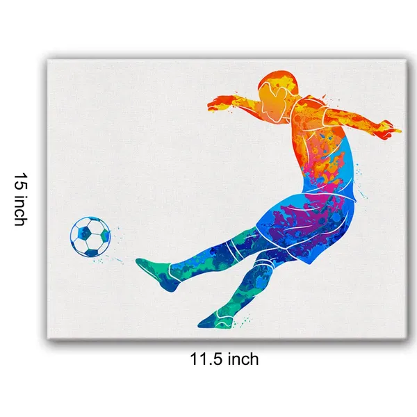 Multicolor_Soccer_Player_Man_Watercolor_Wall_Soccer_Boy_Canvas_Painting_Prints_|_For_Home_Wall_Decor_Framed_Football_Sports_Artwork_Nursery_Gifts(12_X_16")