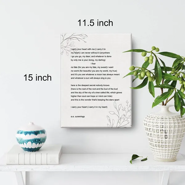 Multicolor_E.E._Cummings_Poems_I_Carry_Your_Heart_Canvas_Painting_Prints_|_For_Home_Wall_Art_Decor_Framed_Artwork_Wedding_Anniversary_Gifts(12_X_16_Inch)