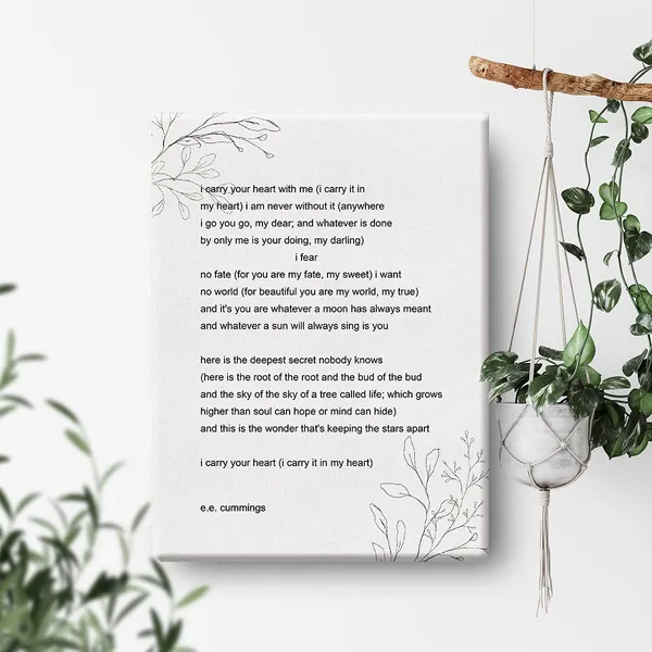 Multicolor_E.E._Cummings_Poems_I_Carry_Your_Heart_Canvas_Painting_Prints_|_For_Home_Wall_Art_Decor_Framed_Artwork_Wedding_Anniversary_Gifts(12_X_16_Inch)