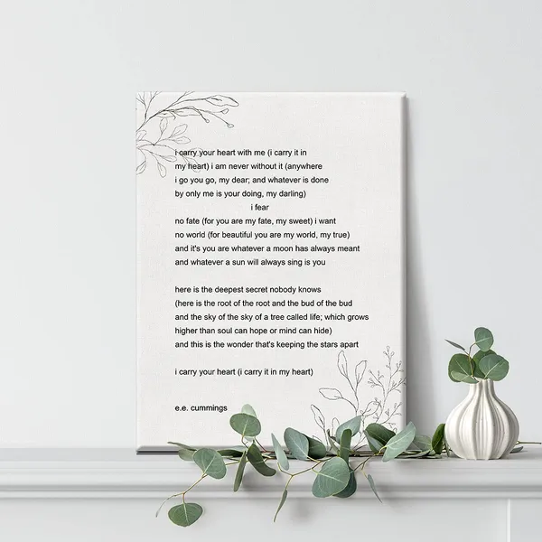 Multicolor_E.E._Cummings_Poems_I_Carry_Your_Heart_Canvas_Painting_Prints_|_For_Home_Wall_Art_Decor_Framed_Artwork_Wedding_Anniversary_Gifts(12_X_16_Inch)