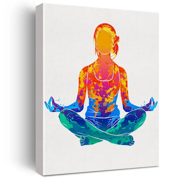 Multicolor_Meditating_Woman_Watercolor_Wall_Yoga_Meditation_Canvas_Painting_Prints_|_For_Home_Office_Wall_Decor_Framed_Spiritual_Artwork_Gifts(12_X_16")