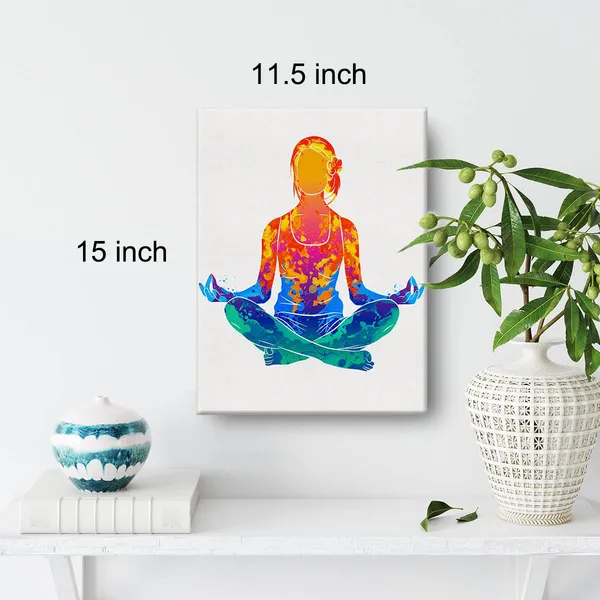 Multicolor_Meditating_Woman_Watercolor_Wall_Yoga_Meditation_Canvas_Painting_Prints_|_For_Home_Office_Wall_Decor_Framed_Spiritual_Artwork_Gifts(12_X_16")