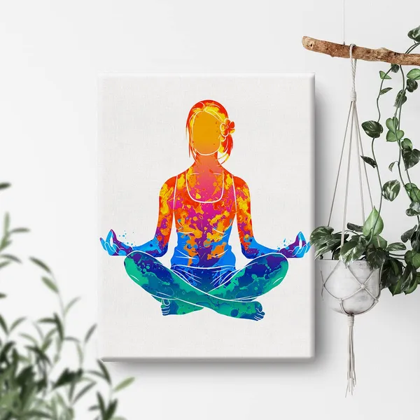 Multicolor_Meditating_Woman_Watercolor_Wall_Yoga_Meditation_Canvas_Painting_Prints_|_For_Home_Office_Wall_Decor_Framed_Spiritual_Artwork_Gifts(12_X_16")