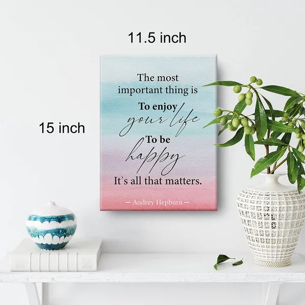Multicolor_Inspirational_Wall_Art_Audrey_Hepburn_Quote_The_Most_Important_Thing_Is_To_Enjoy_Your_Life_Canvas_Painting_Prints_|_For_Home_Living_Room_Wall_Decor_Framed_Artwork_Gifts(12_X_16_Inch)