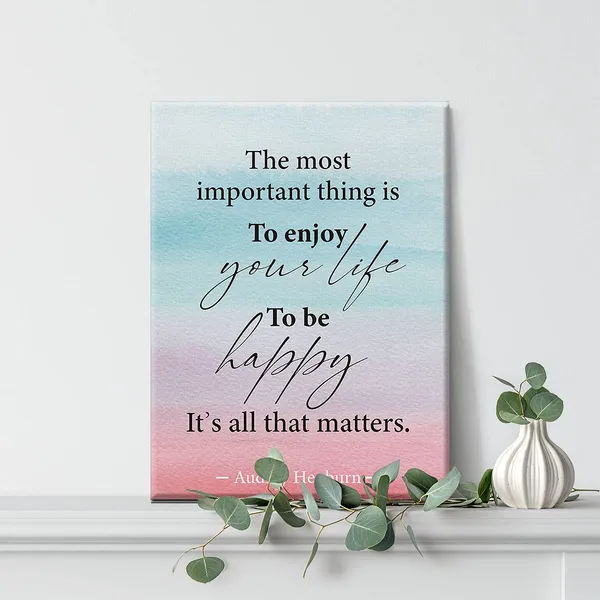 Multicolor_Inspirational_Wall_Art_Audrey_Hepburn_Quote_The_Most_Important_Thing_Is_To_Enjoy_Your_Life_Canvas_Painting_Prints_|_For_Home_Living_Room_Wall_Decor_Framed_Artwork_Gifts(12_X_16_Inch)