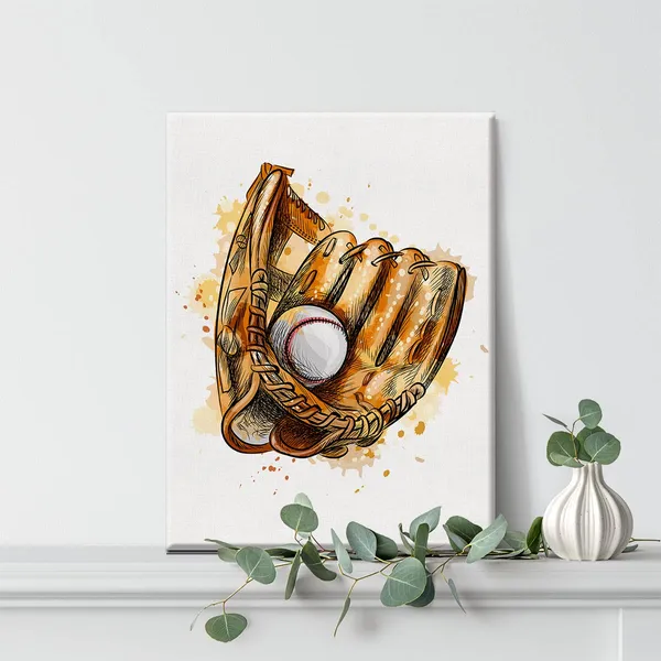 Multicolor_Baseball_Glove_Watercolor_Wall_Canvas_Painting_Prints_|_For_Home_Office_Wall_Decor_Framed_Baseball_Sports_Artwork_Gifts(12_X_16")