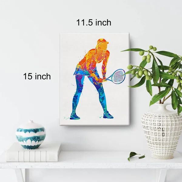 Multicolor_Tennis_Player_Watercolor_Wall_Tennis_Canvas_Painting_Prints_|_For_Home_Office_Wall_Decor_Framed_Sports_Artwork_Gifts(12_X_16")