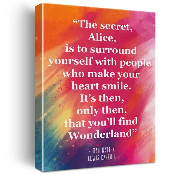 Multicolor_Inspirational_Wall_Art_The_Secret_Quote_Alice_In_Wonderland_Watercolor_Canvas_Painting_Prints_|_For_Home_Wall_Decor_Framed_Book_Quote_Artwork_Gifts(12_X_16_Inch)