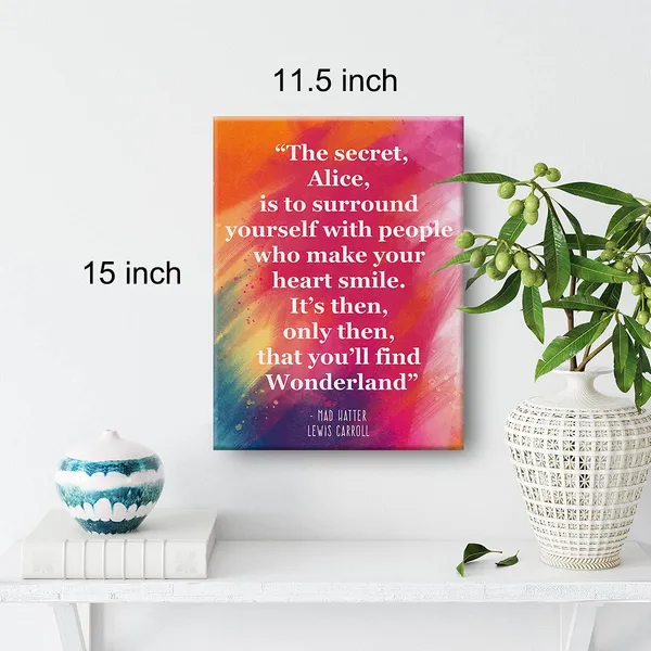 Multicolor_Inspirational_Wall_Art_The_Secret_Quote_Alice_In_Wonderland_Watercolor_Canvas_Painting_Prints_|_For_Home_Wall_Decor_Framed_Book_Quote_Artwork_Gifts(12_X_16_Inch)