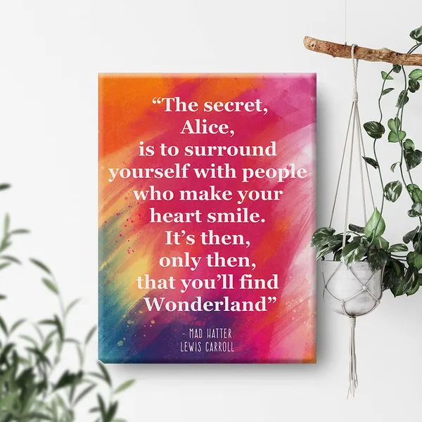 Multicolor_Inspirational_Wall_Art_The_Secret_Quote_Alice_In_Wonderland_Watercolor_Canvas_Painting_Prints_|_For_Home_Wall_Decor_Framed_Book_Quote_Artwork_Gifts(12_X_16_Inch)