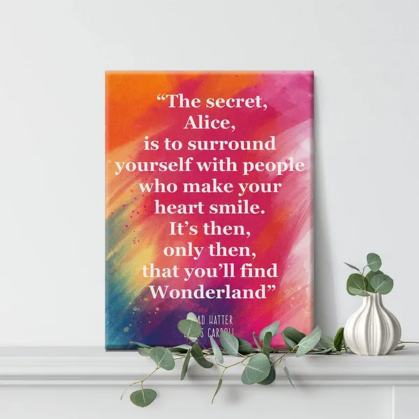 Multicolor_Inspirational_Wall_Art_The_Secret_Quote_Alice_In_Wonderland_Watercolor_Canvas_Painting_Prints_|_For_Home_Wall_Decor_Framed_Book_Quote_Artwork_Gifts(12_X_16_Inch)