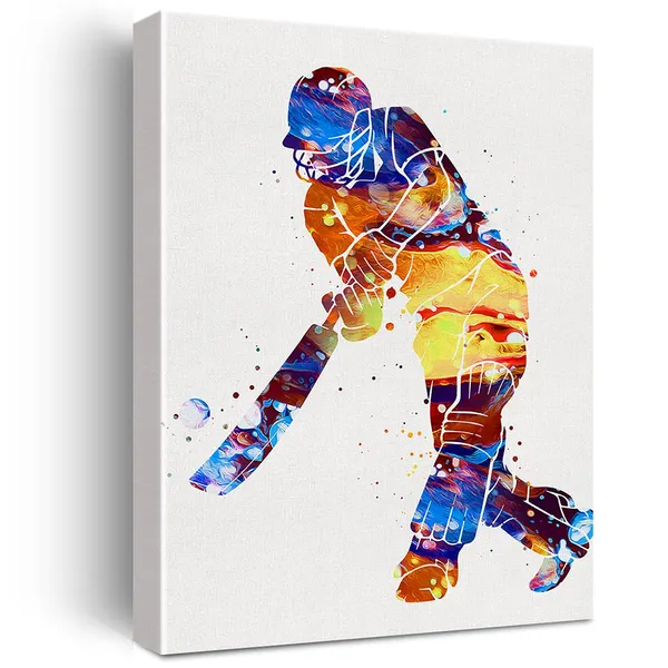 Multicolor_Cricket_Player_Watercolor_Wall_Art_Male_Cricket_Canvas_Painting_Prints_|_For_Home_Wall_Decor_Framed_Artwork_Cricket_Player_Gifts(12_X_16_Inch)
