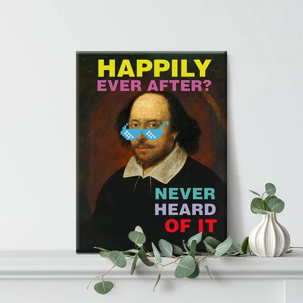 Multicolor_Funny_Shakespeare_Happily_Ever_After_Canvas_Painting_Prints_|_For_Home_Wall_Art_Decor_Framed_English_Classroom_Artwork_Book_Lover_Literary_Gifts_(12_X_16_Inch)