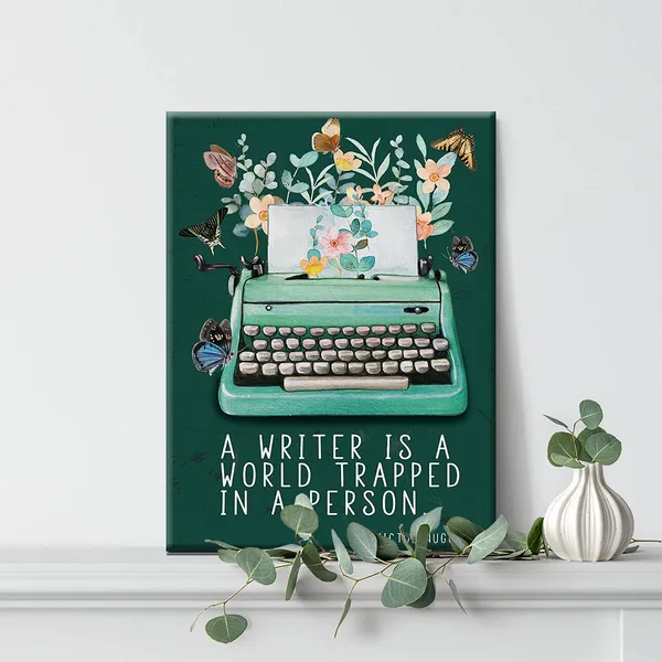 Multicolor_Writer_Wall_Art_A_Writer_Is_A_World_Trapped_In_A_Person_Canvas_Painting_Prints_|_For_Home_Wall_Decor_Framed_Reading_Books_Artwork_Gifts(12_X_16_Inch)