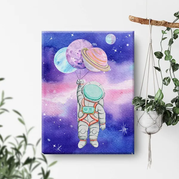 Multicolor_Outer_Space_Canvas_Wall_Art_Watercolor_Planet_Astronaut_Canvas_Painting_Prints_|_For_Home_Kids_Bedroom_Nursery_Wall_Decor_Framed_Space_Artwork_Gifts(12_X_16_Inch)