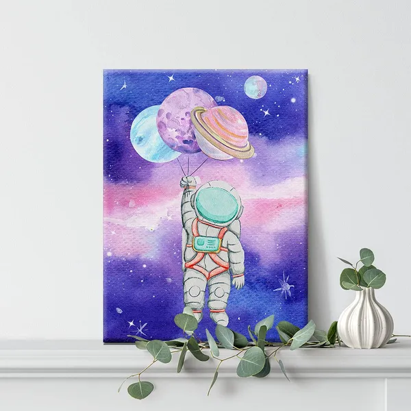 Multicolor_Outer_Space_Canvas_Wall_Art_Watercolor_Planet_Astronaut_Canvas_Painting_Prints_|_For_Home_Kids_Bedroom_Nursery_Wall_Decor_Framed_Space_Artwork_Gifts(12_X_16_Inch)