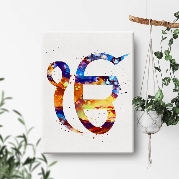 Multicolor_Ek_Onkar_Watercolor_Wall_Art_Khanda_Symbol_Canvas_Painting_Prints_|_For_Home_Office_Wall_Decor_Framed_Sikhism_Artwork_Sikh_Gifts(12_X_16_Inch)