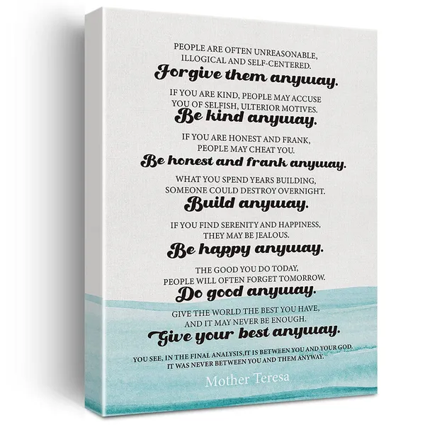 Multicolor_Inspirational_Wall_Art_Mother_Teresa_Quote_Do_It_Anyway_Canvas_Painting_Prints_|_For_Home_Office_Wall_Decor_Framed_Artwork_Gifts(12_X_16_Inch)