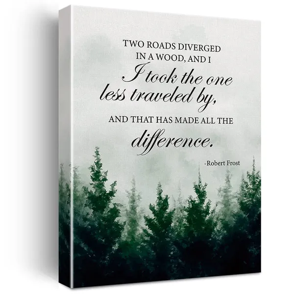 Multicolor_Inspirational_Wall_Art_Colorful_Farmhouse_Robert_Frost_Quote_Two_Roads_Diverged_In_A_Wood_Canvas_Painting_Prints_|_For_Home_Office_Wall_Decor_Framed_Artwork_Gifts(12_X_16_Inch)