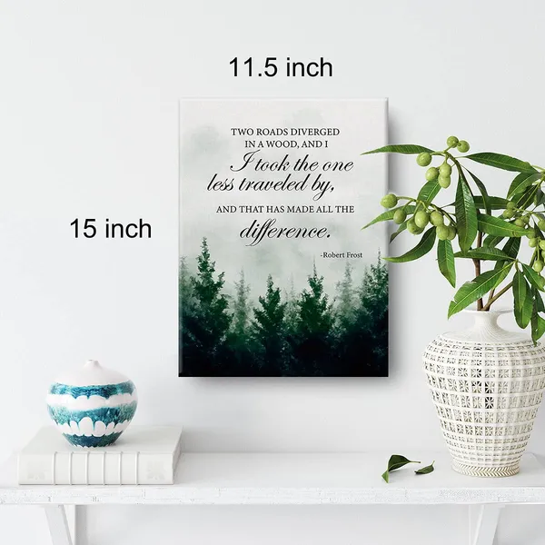 Multicolor_Inspirational_Wall_Art_Colorful_Farmhouse_Robert_Frost_Quote_Two_Roads_Diverged_In_A_Wood_Canvas_Painting_Prints_|_For_Home_Office_Wall_Decor_Framed_Artwork_Gifts(12_X_16_Inch)