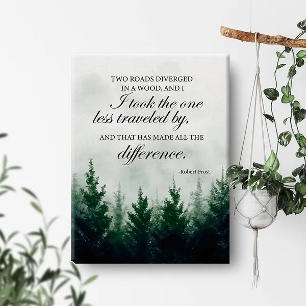 Multicolor_Inspirational_Wall_Art_Colorful_Farmhouse_Robert_Frost_Quote_Two_Roads_Diverged_In_A_Wood_Canvas_Painting_Prints_|_For_Home_Office_Wall_Decor_Framed_Artwork_Gifts(12_X_16_Inch)