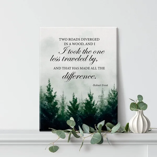Multicolor_Inspirational_Wall_Art_Colorful_Farmhouse_Robert_Frost_Quote_Two_Roads_Diverged_In_A_Wood_Canvas_Painting_Prints_|_For_Home_Office_Wall_Decor_Framed_Artwork_Gifts(12_X_16_Inch)