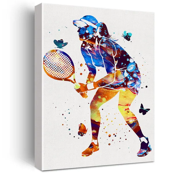 Multicolor_Tennis_Player_Watercolor_Wall_Art_Tennis_Player_Women_Girl_Canvas_Painting_Prints_|_For_Home_Wall_Decor_Framed_Artwork_Tennis_Player_Gifts(12_X_16_Inch)