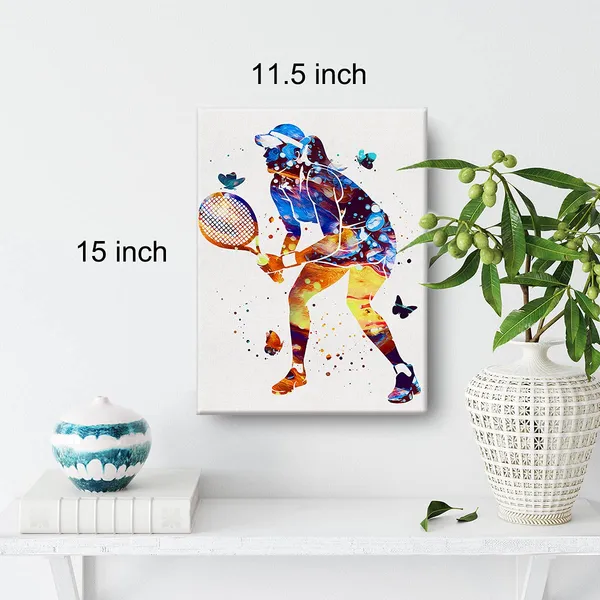 Multicolor_Tennis_Player_Watercolor_Wall_Art_Tennis_Player_Women_Girl_Canvas_Painting_Prints_|_For_Home_Wall_Decor_Framed_Artwork_Tennis_Player_Gifts(12_X_16_Inch)