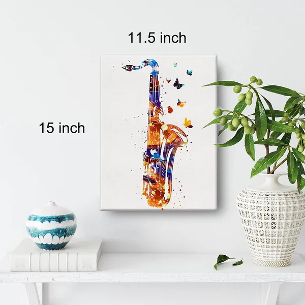 Multicolor_Saxophone_Watercolor_Music_Instrument_Art_Saxophone_Canvas_Painting_Prints_|_For_Home_Wall_Decor_Framed_Artwork_Saxophonists_Gifts(12_X_16_Inch)