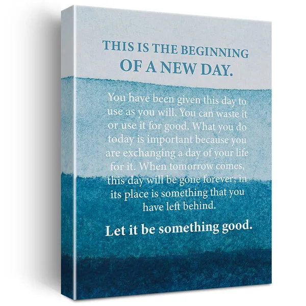 Multicolor_Inspirational_Wall_Art_This_Is_The_Beginning_Of_A_New_Day_Quote_Canvas_Painting_Prints_|_For_Home_Living_Room_Wall_Decor_Framed_Motivational_Artwork_Gifts(12_X_16_Inch)