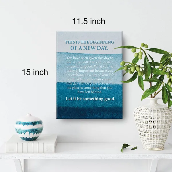 Multicolor_Inspirational_Wall_Art_This_Is_The_Beginning_Of_A_New_Day_Quote_Canvas_Painting_Prints_|_For_Home_Living_Room_Wall_Decor_Framed_Motivational_Artwork_Gifts(12_X_16_Inch)