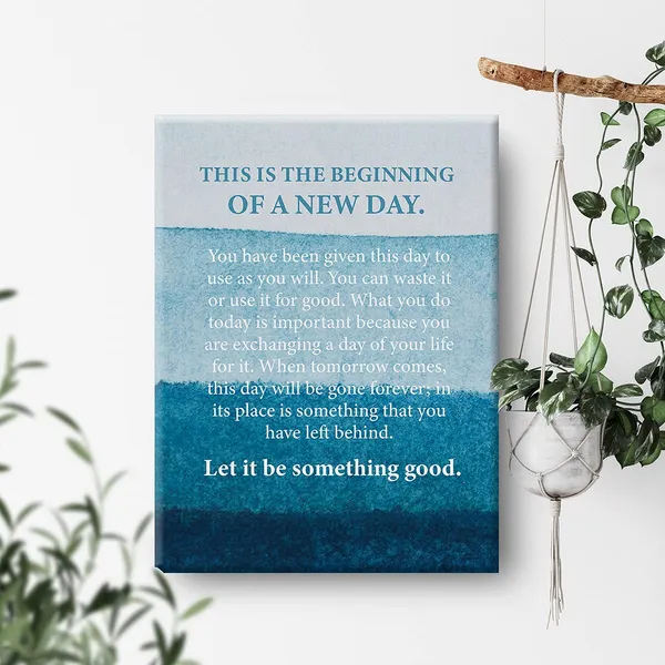 Multicolor_Inspirational_Wall_Art_This_Is_The_Beginning_Of_A_New_Day_Quote_Canvas_Painting_Prints_|_For_Home_Living_Room_Wall_Decor_Framed_Motivational_Artwork_Gifts(12_X_16_Inch)