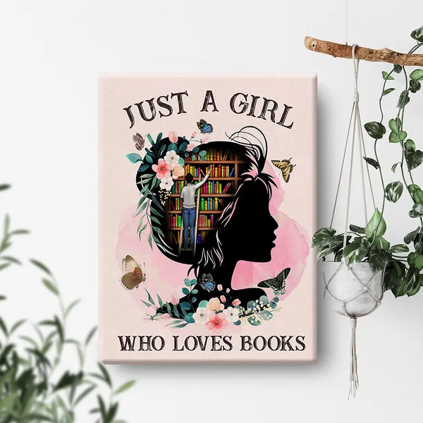Multicolor_Books_Wall_Art_Just_A_Girl_Who_Loves_Books_Canvas_Painting_Prints_|_For_Home_Wall_Decor_Framed_Reading_Books_Artwork_Book_Lover_Gifts_|_For_Women_(12_X_16_Inch)