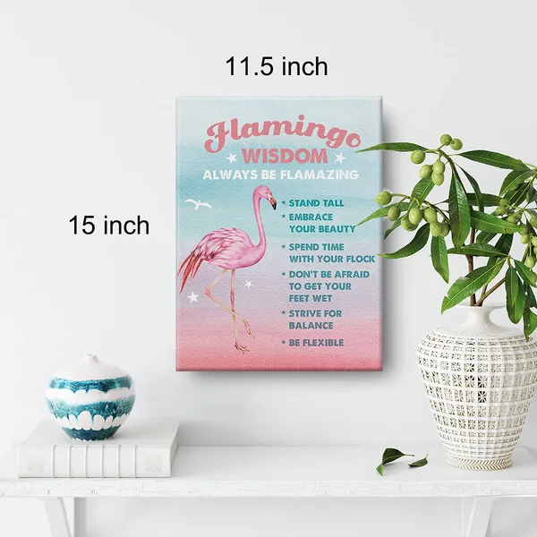 Multicolor_Watercolor_Flamingo_Wisdom_Canvas_Painting_Inspirational_Prints_|_For_Home_Wall_Decor_Beach_Artwork_Framed_Gifts(12_X_16_Inch)