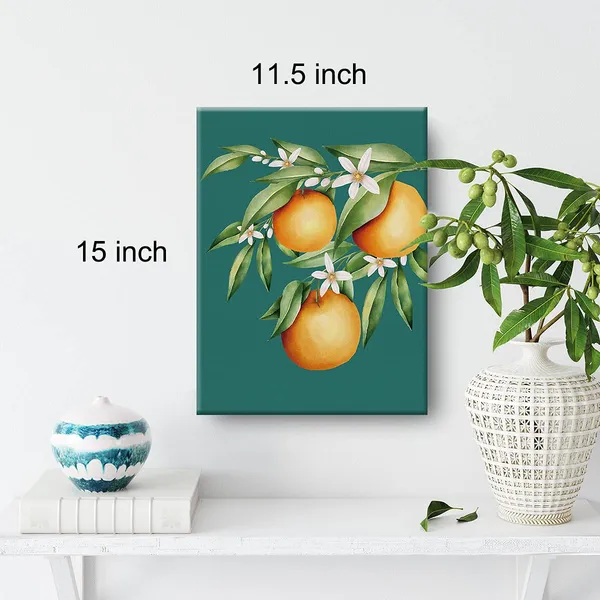 Multicolor_Orange_Blossom_Flower_Canvas_Painting_Fruit_Art_Orange_Prints_|_For_Home_Walldecor_Kitchen_Artwork_Framed_Gifts(12_X_16_Inch)