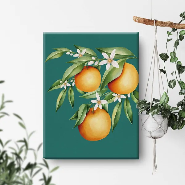 Multicolor_Orange_Blossom_Flower_Canvas_Painting_Fruit_Art_Orange_Prints_|_For_Home_Walldecor_Kitchen_Artwork_Framed_Gifts(12_X_16_Inch)