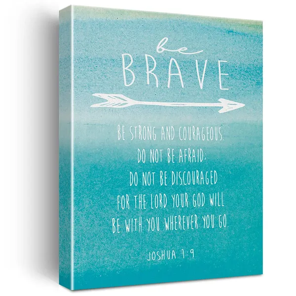 Multicolor_Inspirational_Scripture_Wall_Art_Be_Brave_Be_Strong_And_Courageous_Joshua_1:9_Canvas_Painting_Prints_|_For_Home_Living_Room_Wall_Christian_Decor_Framed_Bible_Verse_Artwork_Gifts(12_X_16_Inch)