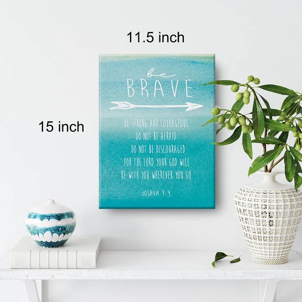Multicolor_Inspirational_Scripture_Wall_Art_Be_Brave_Be_Strong_And_Courageous_Joshua_1:9_Canvas_Painting_Prints_|_For_Home_Living_Room_Wall_Christian_Decor_Framed_Bible_Verse_Artwork_Gifts(12_X_16_Inch)
