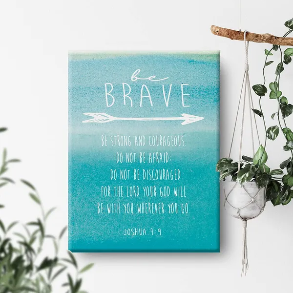 Multicolor_Inspirational_Scripture_Wall_Art_Be_Brave_Be_Strong_And_Courageous_Joshua_1:9_Canvas_Painting_Prints_|_For_Home_Living_Room_Wall_Christian_Decor_Framed_Bible_Verse_Artwork_Gifts(12_X_16_Inch)
