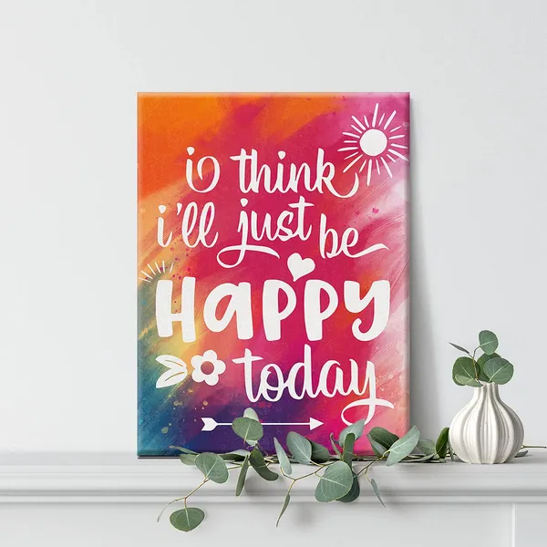 Multicolor_Inspirational_Wall_Art_I_Think_I'Ll_Just_Be_Happy_Today_Quote_Watercolor_Canvas_Painting_Prints_|_For_Home_Wall_Decor_Framed_Motivational_Artwork_Gifts(12_X_16_Inch)