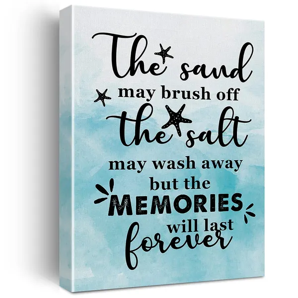 Multicolor_Watercolor_Beach_Art_The_Sand_May_Brush_Off_The_Salt_Wash_Away_Canvas_Painting_Prints_|_For_Home_Beach_House_Wall_Decor_Framed_Artwork_Gifts(12_X_16_Inch)