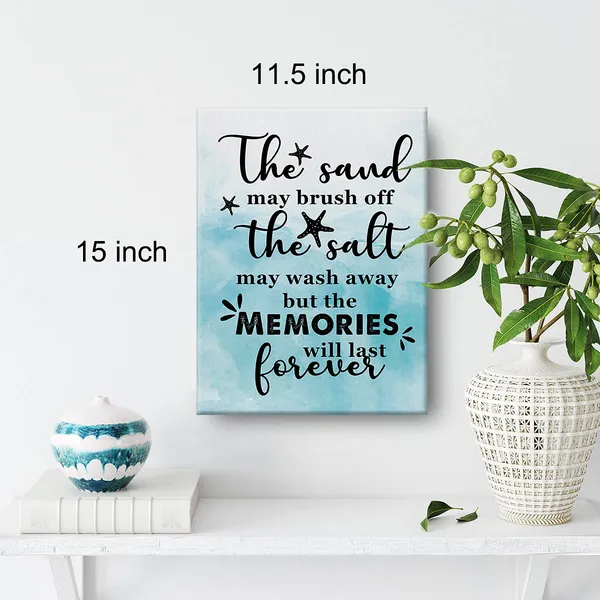 Multicolor_Watercolor_Beach_Art_The_Sand_May_Brush_Off_The_Salt_Wash_Away_Canvas_Painting_Prints_|_For_Home_Beach_House_Wall_Decor_Framed_Artwork_Gifts(12_X_16_Inch)
