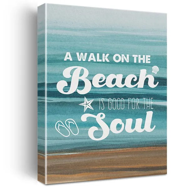 Multicolor_Watercolor_Beach_Art_A_Walk_On_The_Beach_Sign_Canvas_Painting_Prints_|_For_Home_Beach_House_Wall_Decor_Framed_Coastal_Artwork_Gifts(12_X_16_Inch)
