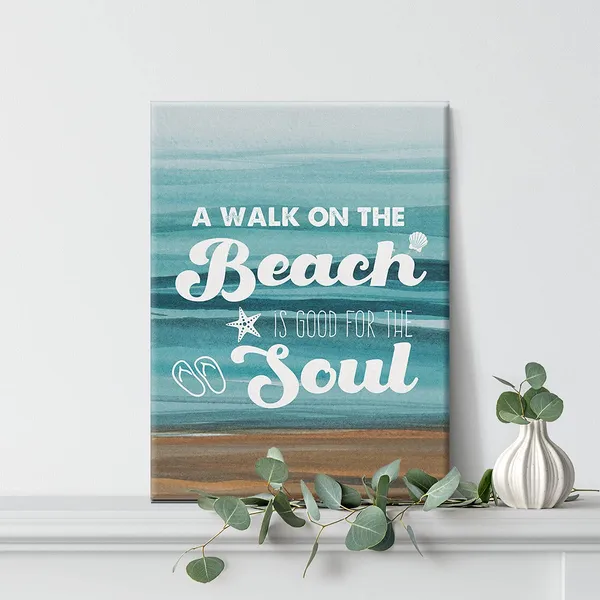 Multicolor_Watercolor_Beach_Art_A_Walk_On_The_Beach_Sign_Canvas_Painting_Prints_|_For_Home_Beach_House_Wall_Decor_Framed_Coastal_Artwork_Gifts(12_X_16_Inch)