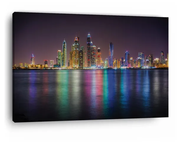 Multicolor_Dubai_Marina_Night,_Wooden_Framed_Canvas_Paintings_|_For_Home_Decor_|_Bedroom,_Living_Room,Wall_Decoration_|_Hd_Print_Canvas_|_Wall_Art_Painting,_Size_16_X_24_Inch