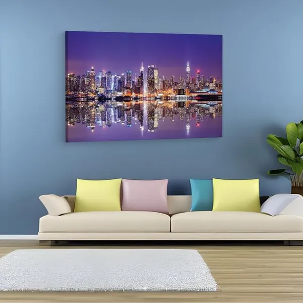 Multicolor_Nyc_Reflection,_Wooden_Framed_Canvas_Paintings_|_For_Home_Decor_|_Bedroom,_Living_Room,Wall_Decoration_|_Hd_Print_Canvas_|_Wall_Art_Painting,_Size_16_X_24_Inch