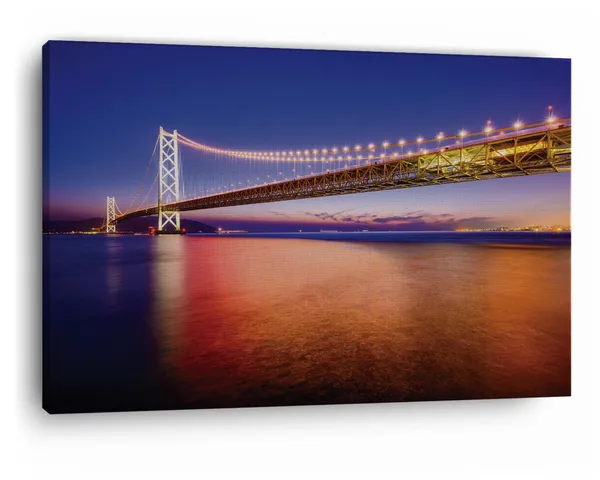 Multicolor_Akashi-Kaikyo_Bridge,_Wooden_Framed_Canvas_Paintings_|_For_Home_Decor_|_Bedroom,_Living_Room,Wall_Decoration_|_Hd_Print_Canvas_|_Wall_Art_Painting,_Size_16_X_24_Inch